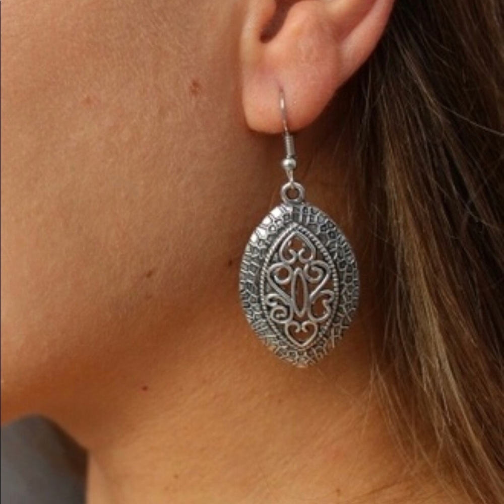 Vintage Bohemian Dangle Earrings Silver - New - Picture 3 of 6